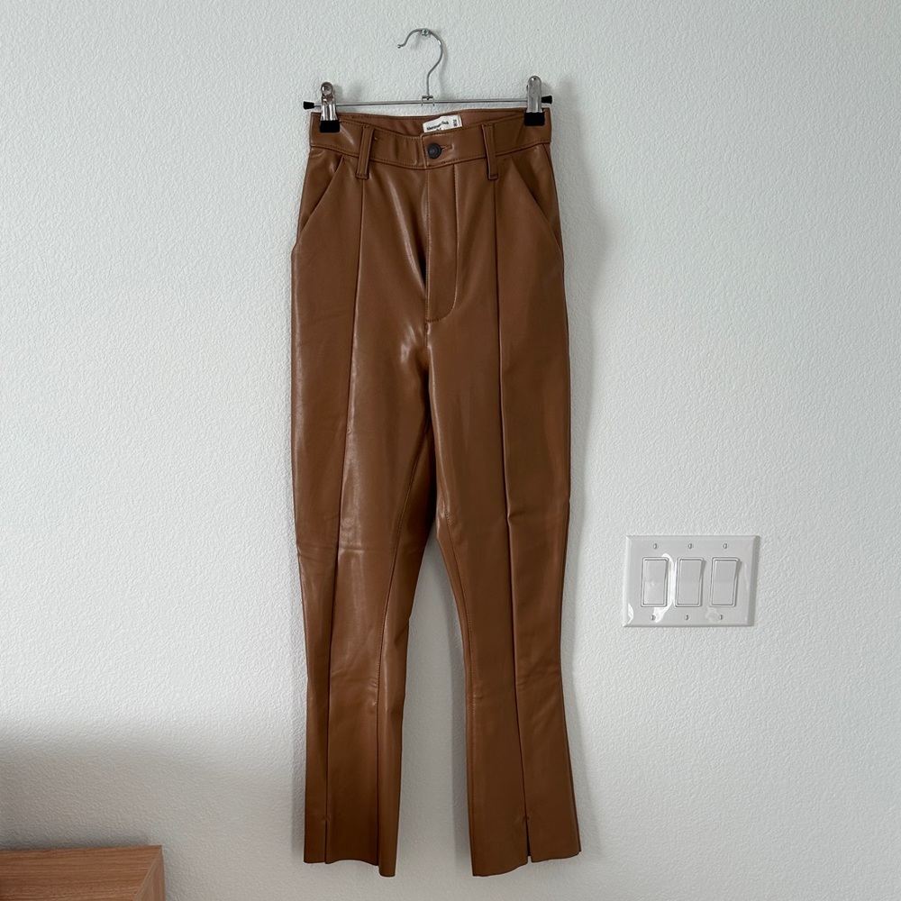 Abercrombie & Fitch Tan Faux Leather Pants